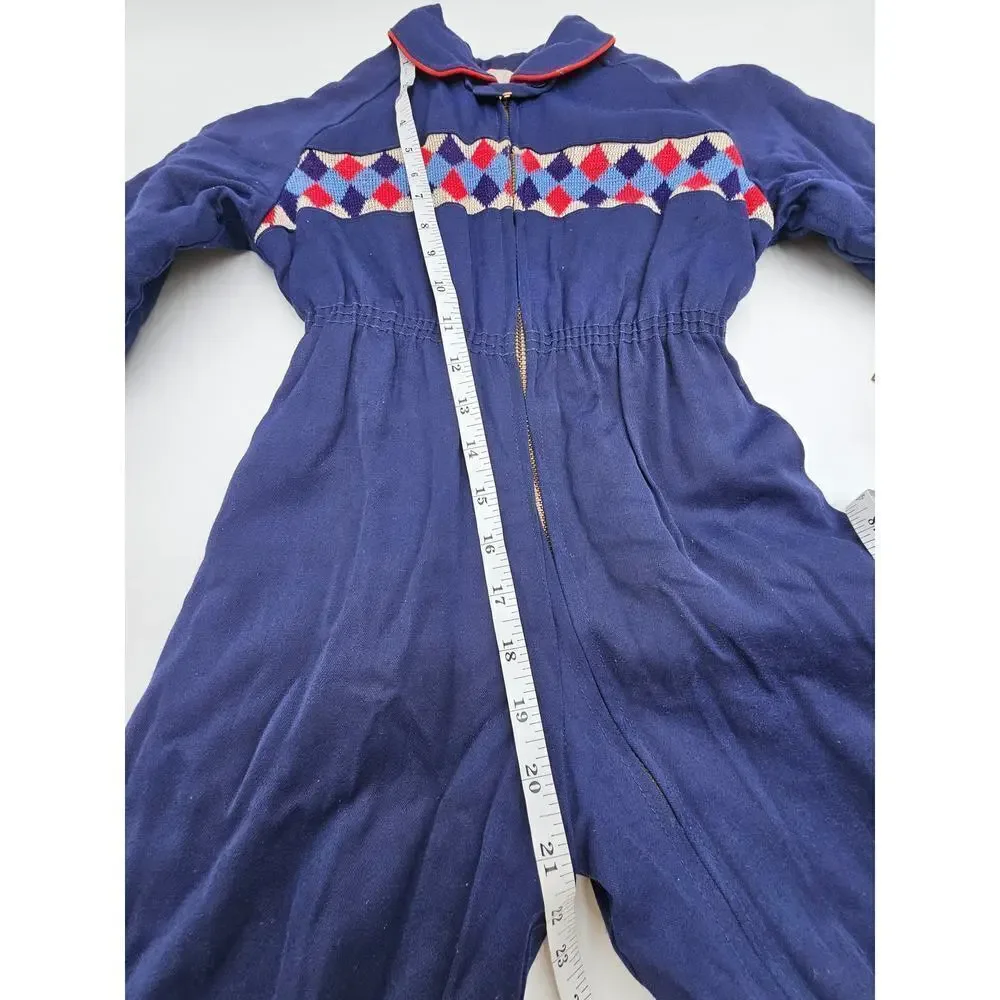 Vintage 50's Boy's 18-24M (Approx.) Navy Blue Snowsuit Coveralls